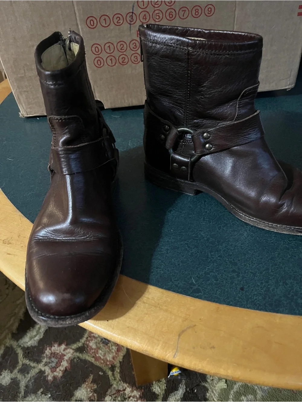 Vintage Frye Dark Brown Leather Harness Boots 6.5 B